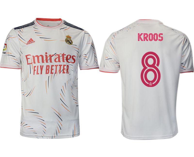 Men 2021-2022 Club Real Madrid home aaa version white #8 Adidas Soccer Jersey->paris st german jersey->Soccer Club Jersey